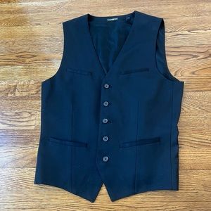 Expresss Men’s Slim Black Wool-Blend Modern Vest Size XS